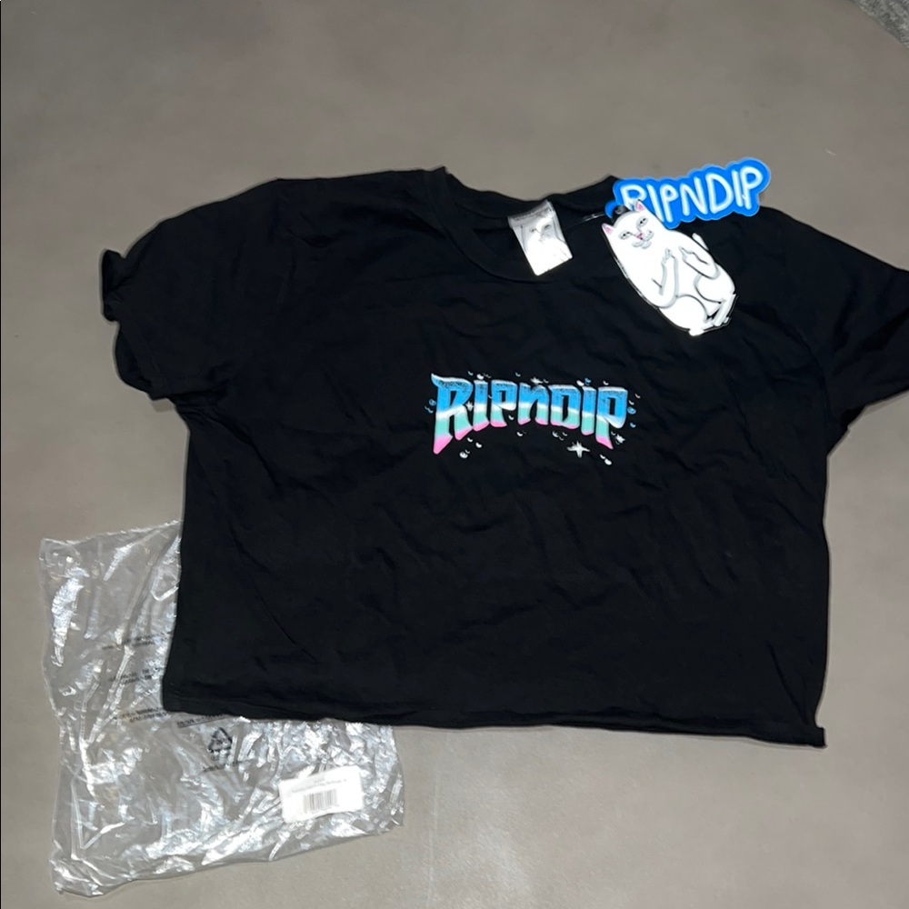 NWT Ripndip Black Short Sleeve Crop Tee Casual Streetwear